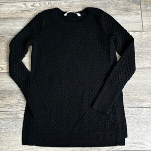 Athleta Textured Honeycomb Sweater Black Wool Blend Viscose Sz XS